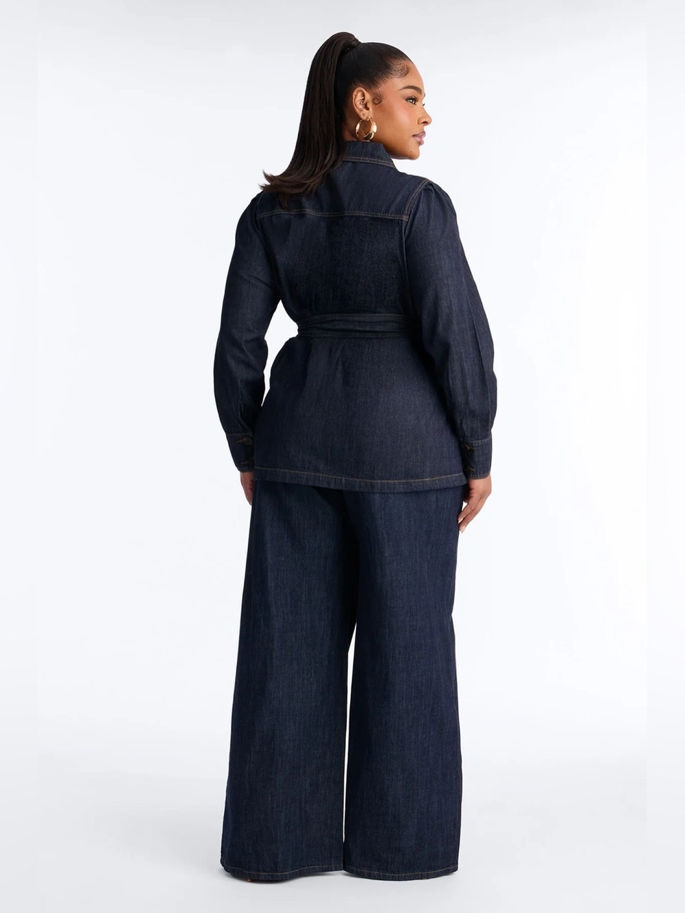 Fashion Nova Patricia Puff Sleeve Denim Pant Set (NWT) - Picture 7 of 7